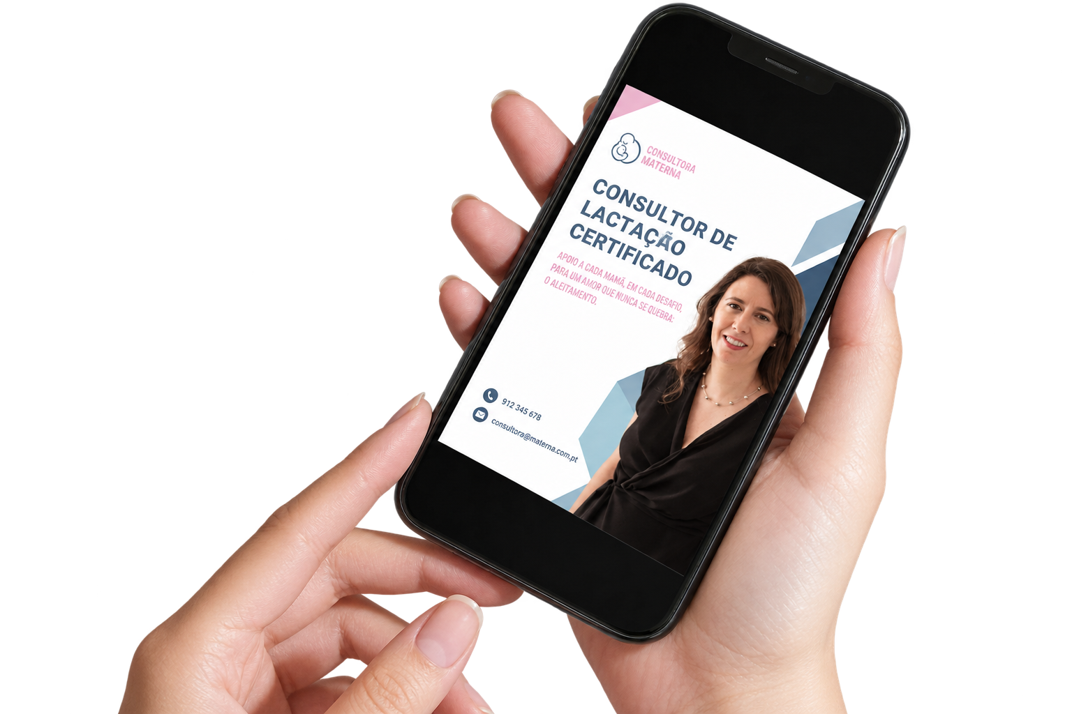 E-book gratuito Consultor de Lactação Certificado num telemóvel